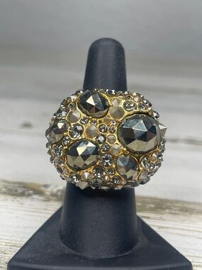 Alexis Bittar Crystal Dome Statement Ring Gold Tone